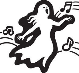 Awesome Halloween Tee: Haunted Music Black White Silhouette Vector Graphic Art.
