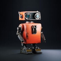 Fototapeta premium Cute robot character with a camera feature on its head, perfect for fun and engaging digital interactions