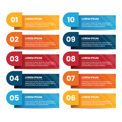 Colorful Numbered Infographic Step folded Labels for Business and Presentation
