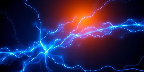 Electric blue fractal energy streaks across a dark background, bright, energy