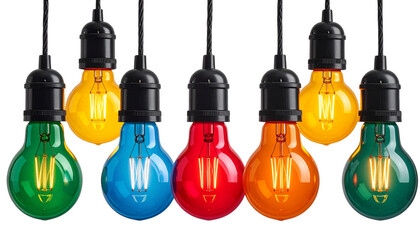 Colorful Vintage Christmas LED Lights, Transparent PNG