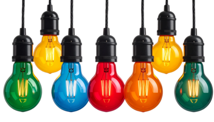 Colorful Vintage Christmas LED Lights, Transparent PNG