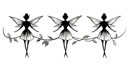 Silhouette fairies floral design