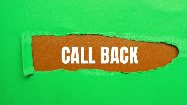 Call Back message written on ripped torn paper background