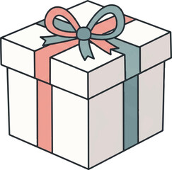Hand drawn gift box tied with colorful ribbon and bow awaiting celebration