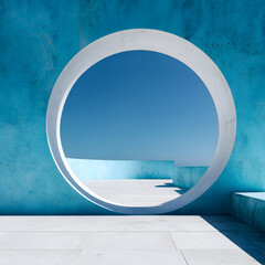 A bold circle frame invites contemplation, blending simplicity with tranquility.