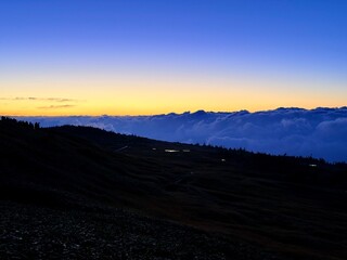 Starry Sky and Milky Way Over Naeba Mountain Hut at the Summit of Naeba, Echigo Yuzawa, Niigata, Japan