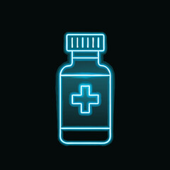 Neon Medicine Bottle with Cross Symbol.