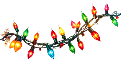 Festive Holiday Lights Decoration, Isolated on Transparent Background PNG