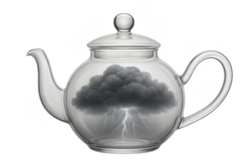 Storm brewing inside a glass teapot concept