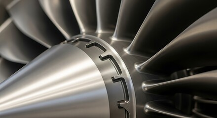 Jet Engine Close-up View.