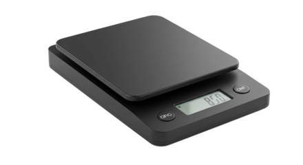 Sleek black digital kitchen scale for precise weighing.