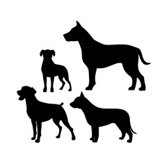 set of dogs silhouettes