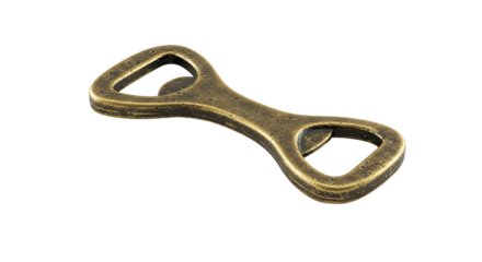 Vintage Brass Bottle Opener on White Background.