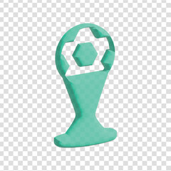 3D trophy award icon PNG with transparent background, representing competition victory, sports achievement, and championship success.