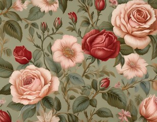 antique roses pattern wallpaper textile or ceramic des seamless pattern background tile