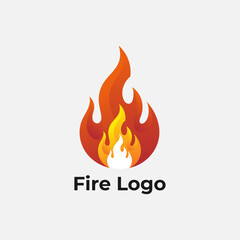 Simple fire flame logo vector, Abstract burning symbol, Bonfire silhouette design, Creative brand icon