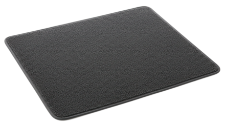 A plain black square mousepad on a white background.