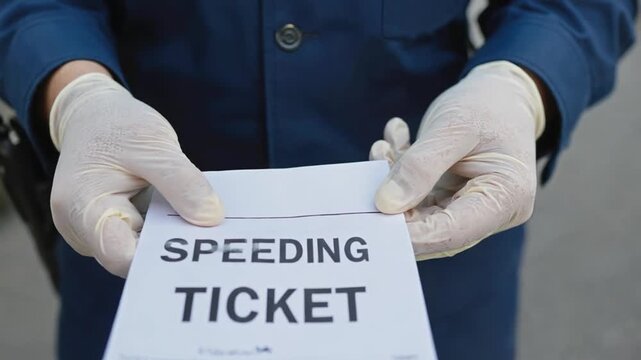 Police officer with a speeding ticket.