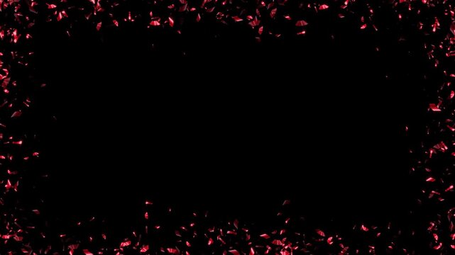 black friday red metallic confetti border frame isolated alpha channel animation, big sale shopping social media motion design element	