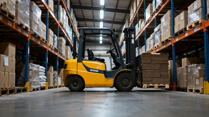 Naklejka premium Forklift in warehouse
