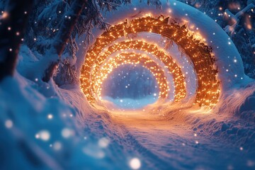 Christmas wreath with lights.
