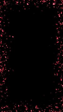 black friday red metallic confetti border frame isolated alpha channel animation, big sale shopping vertical social media motion design element	