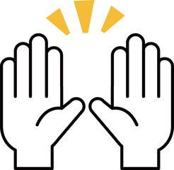 両手のひらをあげる　万歳する　絵文字　ベクターイラスト素材