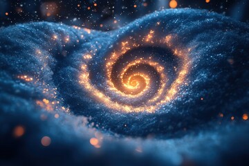 Spiral galaxy emitting bright light.