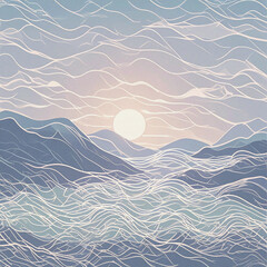 Sea waves background abstract background. Digital art. Beautiful illustration. Decoration wallpaper.
