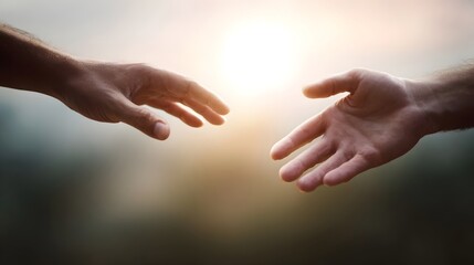 Two hands reaching towards each other in soft light symbolizing connection and support