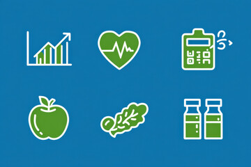 Healthy lifestyle icons with apple and heart