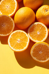 Orange fruits on a orange back