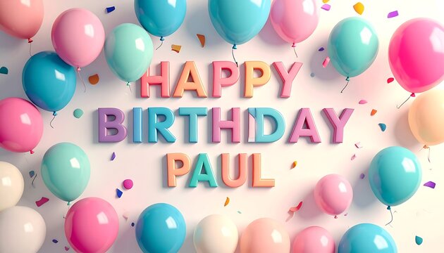 Birthday balloons with the words "Happy Birthday Paul