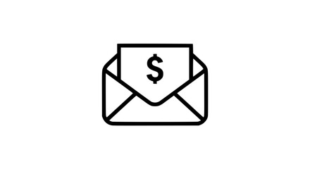 Envelope with dollar black white icon
