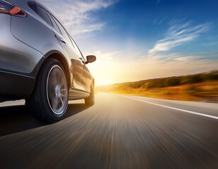 car on the road with motion blur background