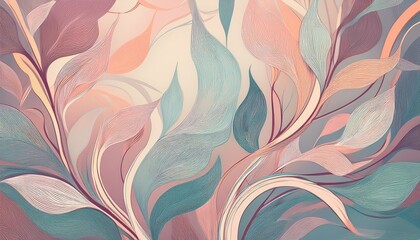 abstract pastel branches pattern with organic flowing lines in soft hues