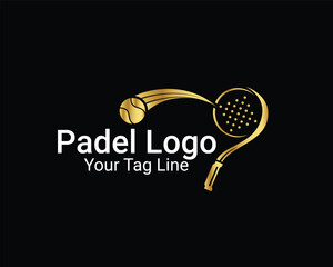 Padel racket and tennis ball icon, Modern Minimalist Padel Logo Design