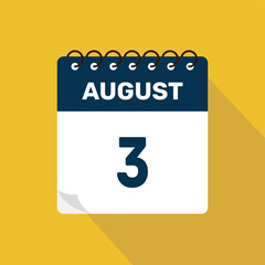 august 3 calendar icon vector illustration with design