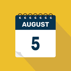 august 5 calendar icon vector illustration with design