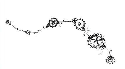 Abstract gears and floral design