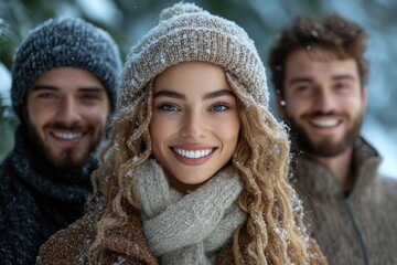 A couple in winter clothing.