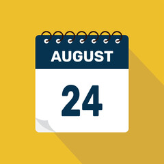 august 24 calendar icon vector illustration with design