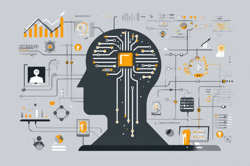 Thoughtful head conveys complexity of concept