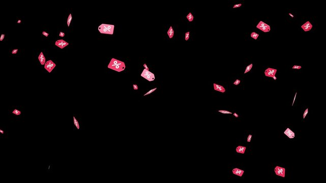Red coupon percent off discount on green screen for advertisement, Red coupon Loop animation on black screen, Sale promotion, Sale banners