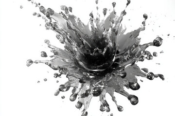 Water unfolds with force and beauty in white background