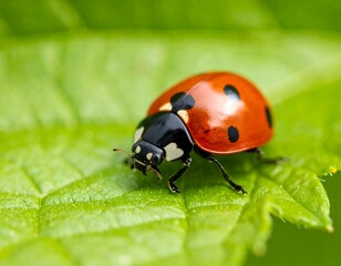 Ladybug on a vibrant green leaf (1)