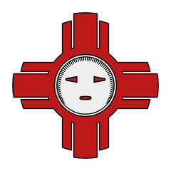 Original Zia Sun symbol. Red solar sign with four sunbeams in cardinal directions, and template for the symbol on the flag of New Mexico. Originally depicted on pottery of the indigenous Zia people.