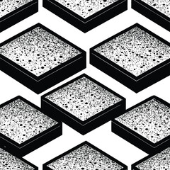 Vibrant green grass and reeds sway gently in the wind, a fresh detail of nature's bright spring growthBlack and white square pattern food market illustration with a subtle texture design