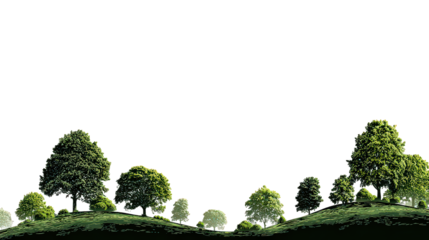 Green Trees Silhouette Against Black Background